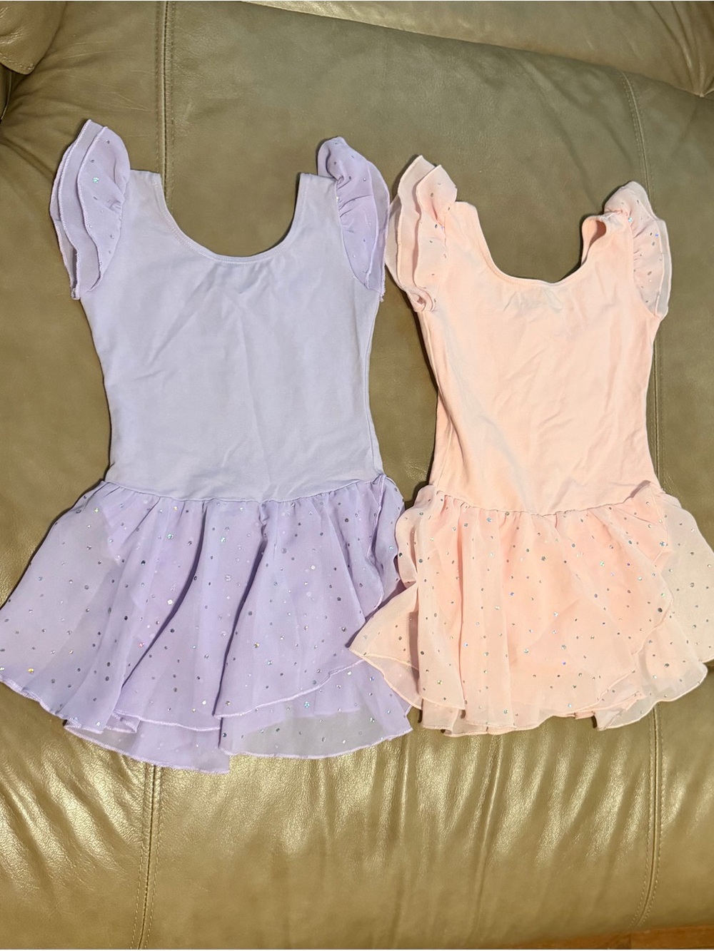 Girls' Sparkle Tulle Ballet Dresses - Lavender & Peach (Pair)